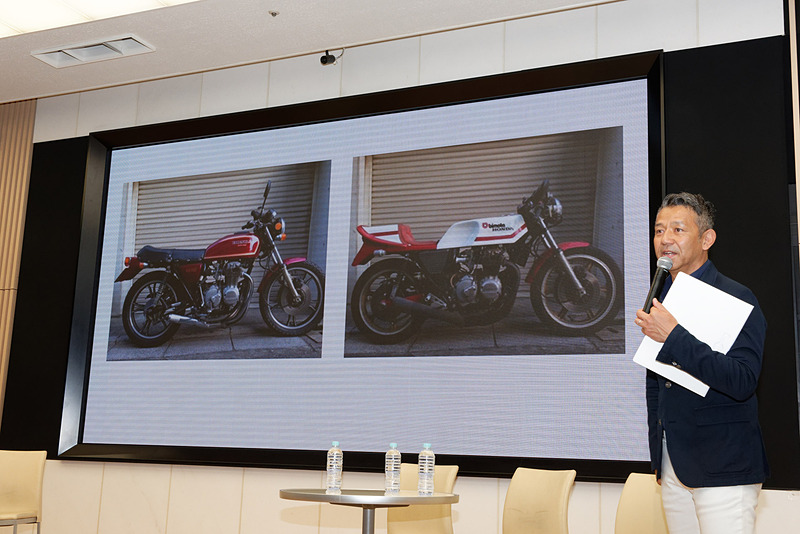 宮城氏が所有しているCBの一部。右がbimotaの外装を装着したCB400 FOUR