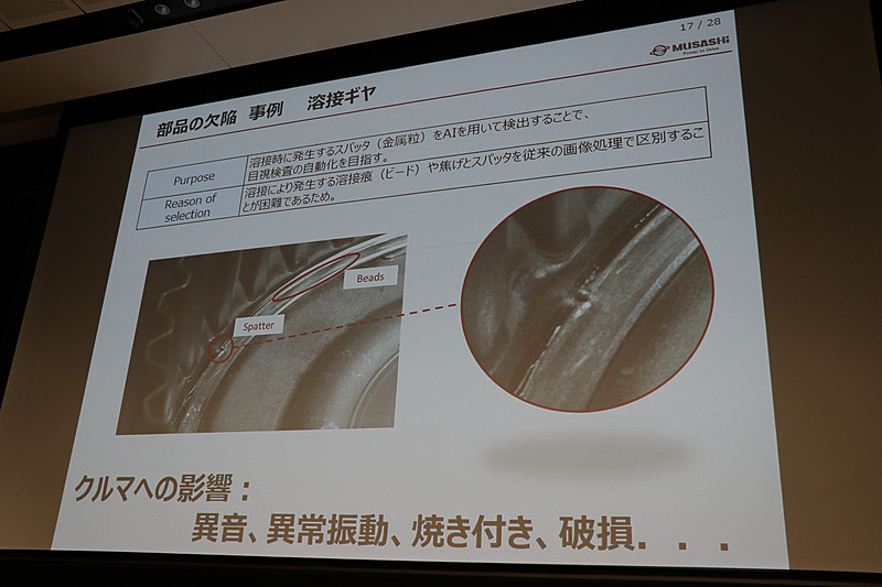 「溶接ギヤ」では溶接時に発生するスパッタが問題となる