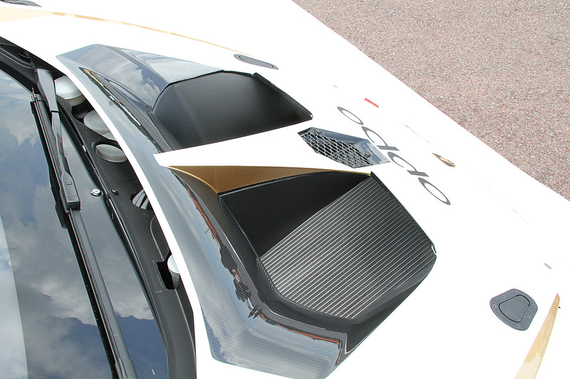 ボディまわりではカーボンファイバーを採用したほか、空力効率の向上によってサーキットパフォーマンスを高めた。ボディ後方中央に追加された垂直フィンは、高速コーナーリングの安定性を向上させるという