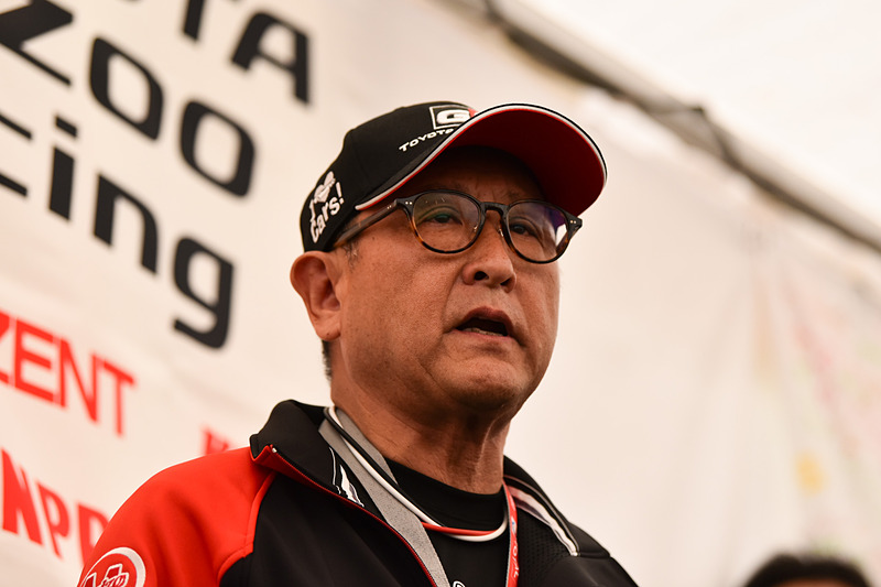 TOYOTA GAZOO Racingの決起集会であいさつする、チーム代表モリゾウ選手（豊田章男氏）