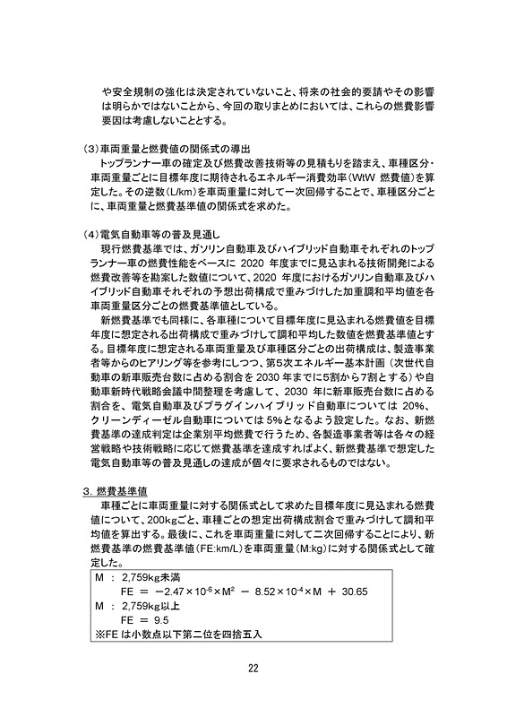 乗用車の新たな燃費基準に関する報告書