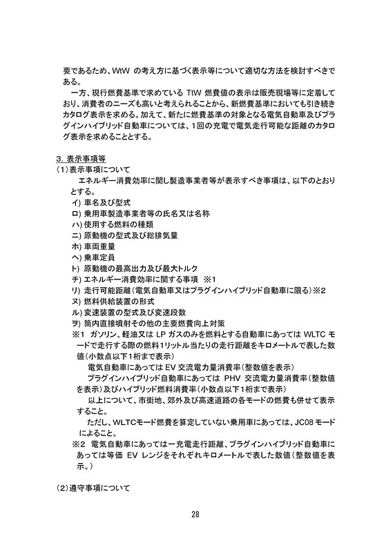 乗用車の新たな燃費基準に関する報告書