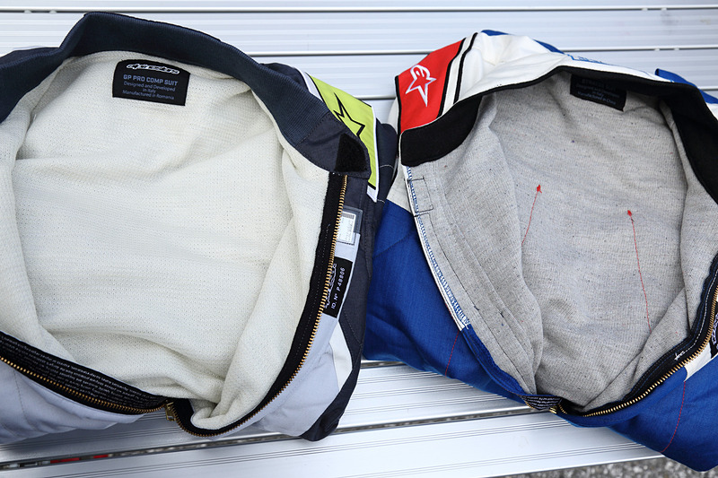 GP PRO COMP SUIT（左）とSTRATOS SUIT（右）の素材の違い。GP PRO COMP SUITのほうが立体的な編み込みになっていて見るからに通気性がよさそう
