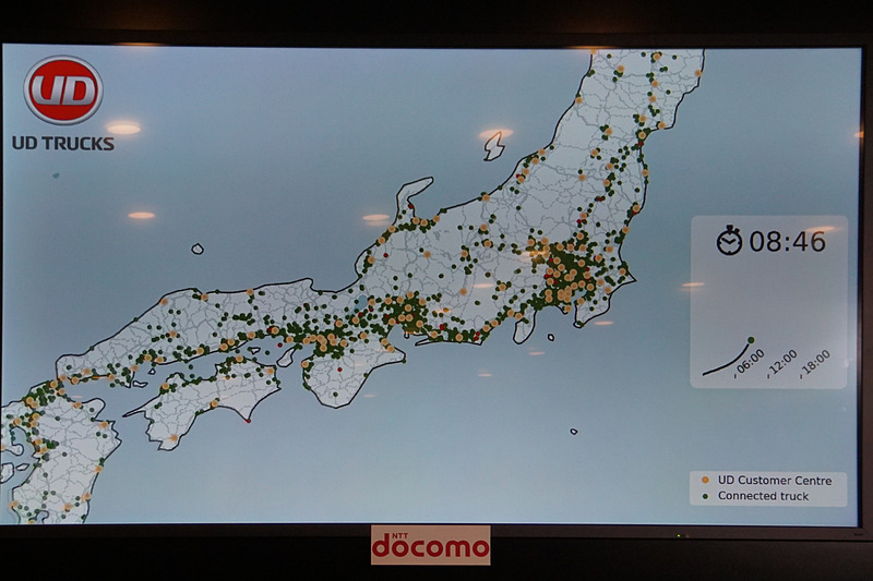 日本国内を走行するつながるUD車両の状態を示すスライド