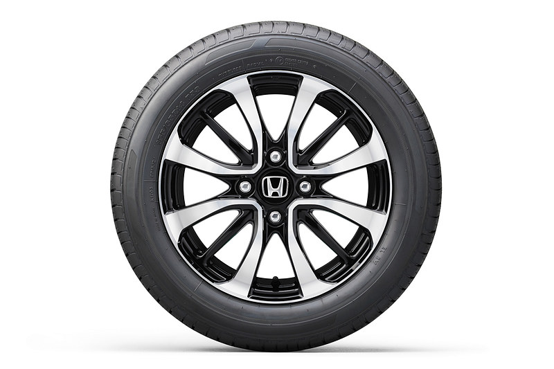 N-WGN カスタムのG、Lで標準装備する14インチアルミホイール（ブラック塗装＋切削光輝）