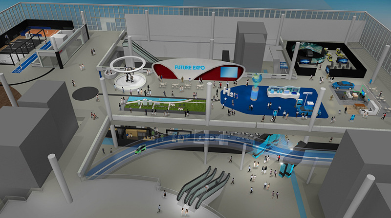 メガウェブ内部が“未来の日本”となり、最新のテクノロジーやサービスを体験できる