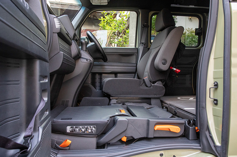 完全に畳んだ状態。この構造だからN-VANの便利さや面白さがあるのは理解しているが、オーナーゴコロはワガママなもので、分かっていても座り心地に対して、多少の欲をかいてしまうのだ