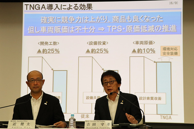 質疑応答では吉田副社長と決算内容を説明したトヨタ自動車株式会社 執行役員 経理本部本部長 近健太氏が回答