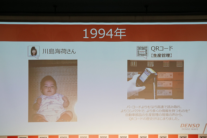 川島さんのプライベート写真とともにQRコードの進化を振り返った