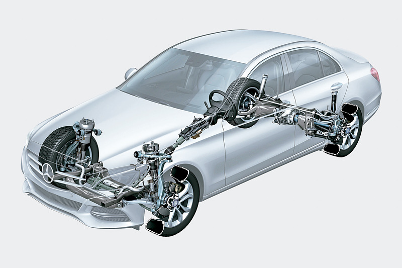 連続可変ダンパーとマルチチャンバーエアサスペンションを電子制御する「AIR BODY CONTROLサスペンション」を採用