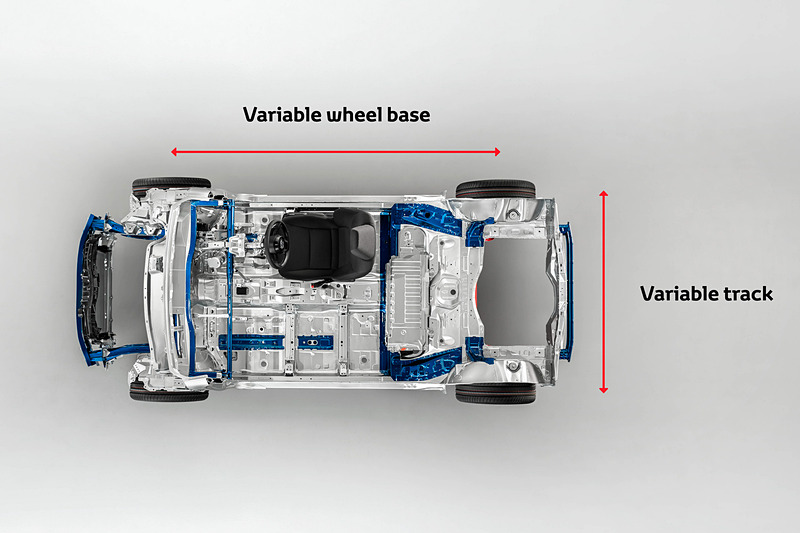 最適なドライビングポジションを確保するとともに、さまざまなホイールベースや全高、全幅の車両で使用できるGA-Bプラットフォーム。