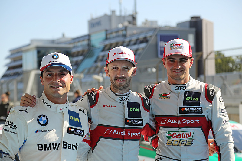 左からレース1の予選2番手のブルーノ・スペングラー、ポールポジションのレネ・ラスト、3番手のニコ・ミューラー