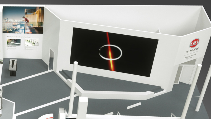 ブースにはステージと観覧席が設けられる