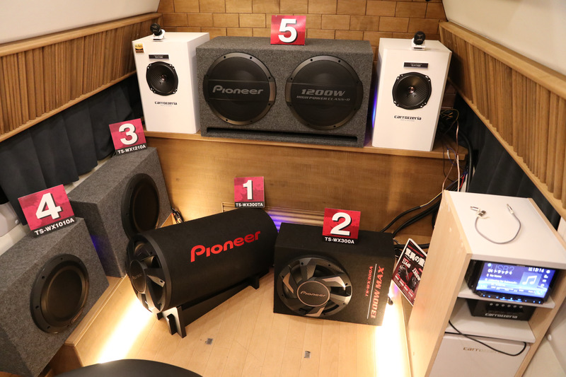 サブウーファーの聞き比べができる車両も