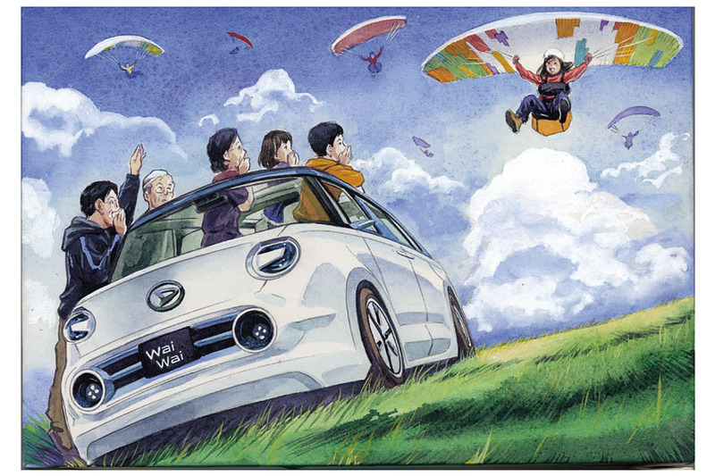 ブースでは田中むねよし氏が描いたオリジナルの絵はがきセットを配布