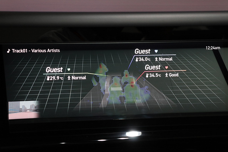 インパネ左側のディスプレイに車内にいる人の体表温度を表示