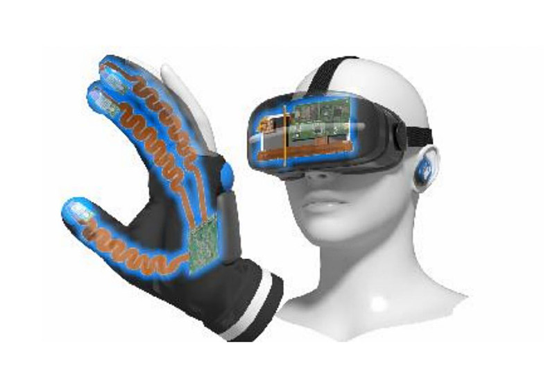 振動・電気刺激・温度といった3つの触覚提示手段を手袋の指先部分に搭載した「3原触モジュール」