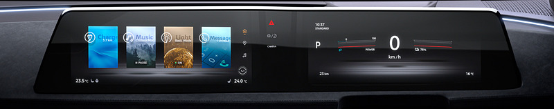 インパネ上に12.3インチディスプレイモニターを用意。フルデジタルタイプのメーターパネルと合わせて多彩な情報を表示する