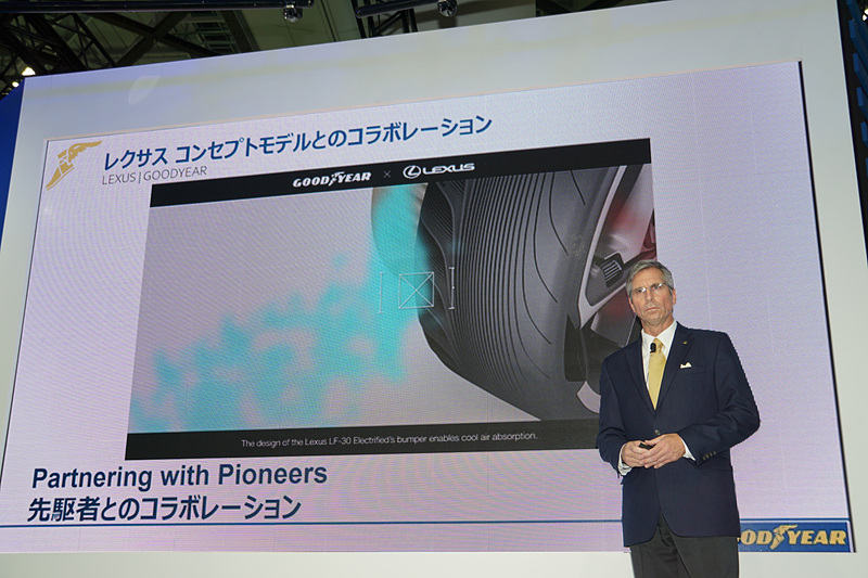 トレッドの形状によってLF-30 Electrifiedに装着されたインホイールモーターの冷却性能を向上を目指した、グッドイヤーコンセプトタイヤ