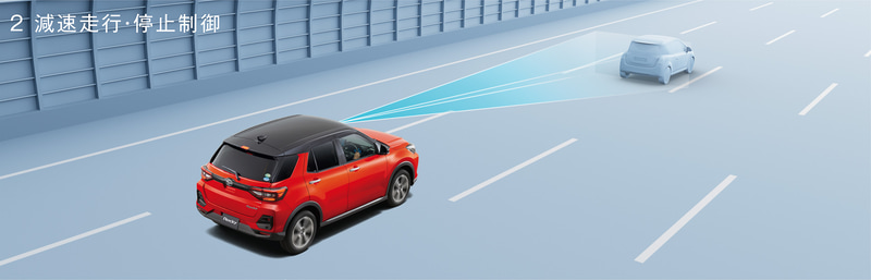 全車速追従機能付ACC（減速走行・停止制御）のイメージ