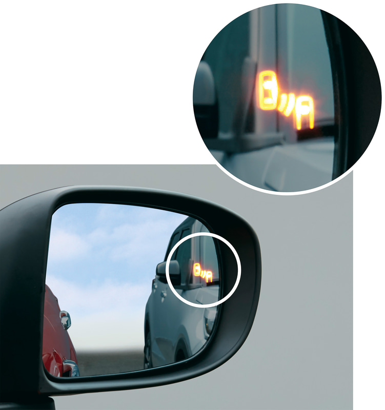車両を検知するとミラーインジケーターが点灯