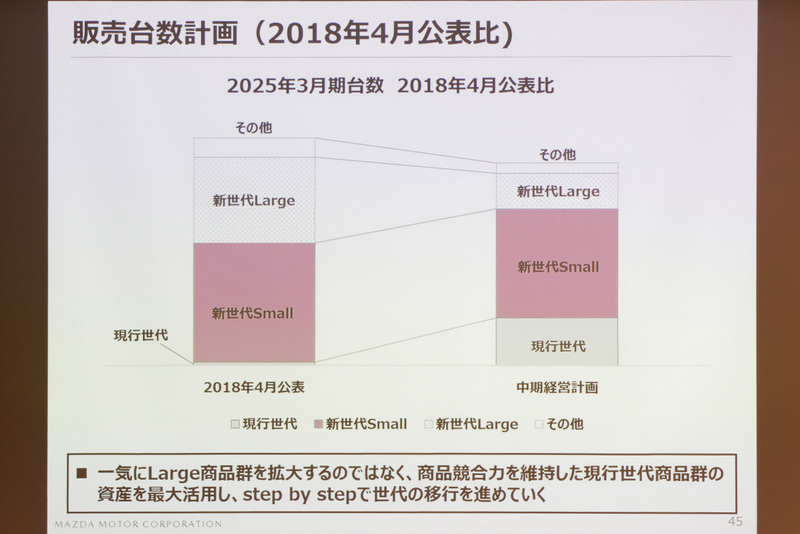 新世代ラージ商品群の展開は抑え、新世代スモール商品群を柱に据える