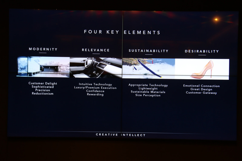 現代のランドローバー車に共通する「モダニティ」「レレバンス」「サスティナビリティ」「デザイアビリティ」という4つのキーエレメント