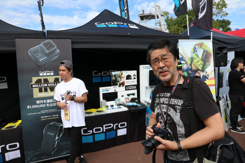アクションカムのトップメーカー、GoProの展示。おっさんすでにGoPro8買いましたがな