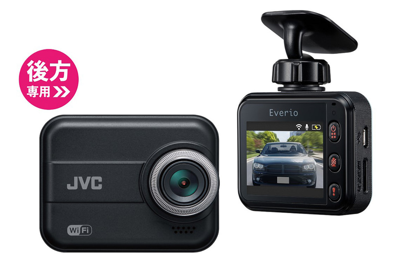 後方撮影専用モデルのフルHDドラレコ「GC-BR21」。電源端子にはMicro-Bを採用する