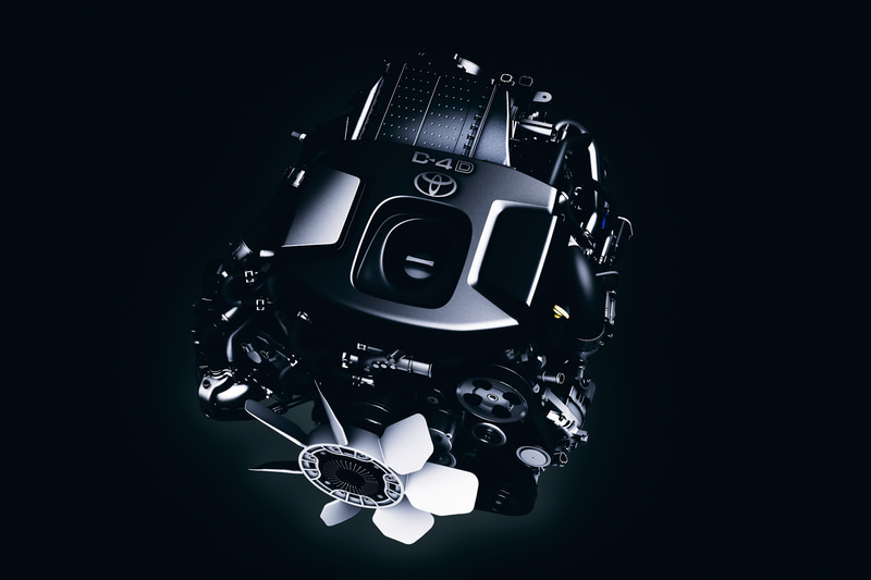 最高出力130kW（177PS）/3400rpm、最大トルク450Nm（46.1kgfm）/1600-2400rpmを発生する直列4気筒2.8リッター 直噴ディーゼルターボ「1GD-FTV」型エンジンを搭載