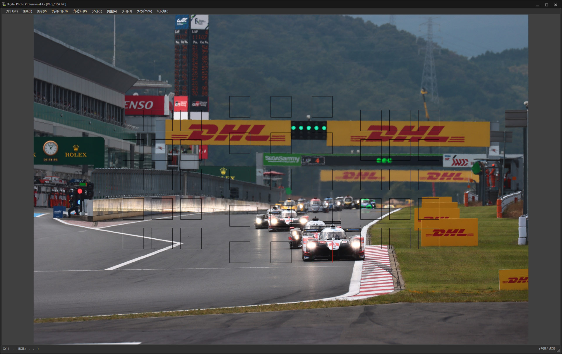 Digital Photo Professionalの画面をキャプチャ。左右端の測距点を使用した写真はまれだった