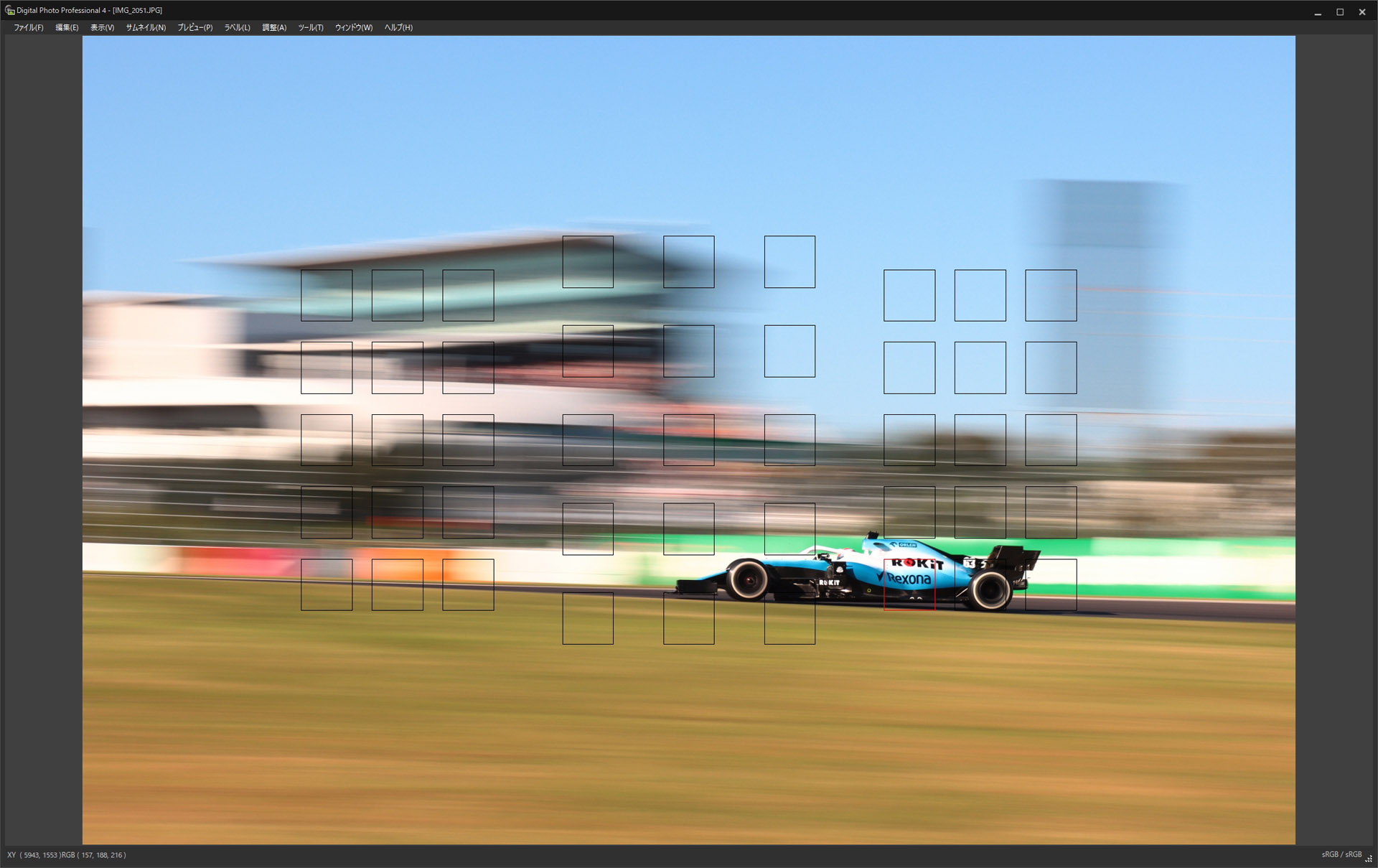 Digital Photo Professionalの画面をキャプチャ。左右端の測距点を使用した写真はまれだった