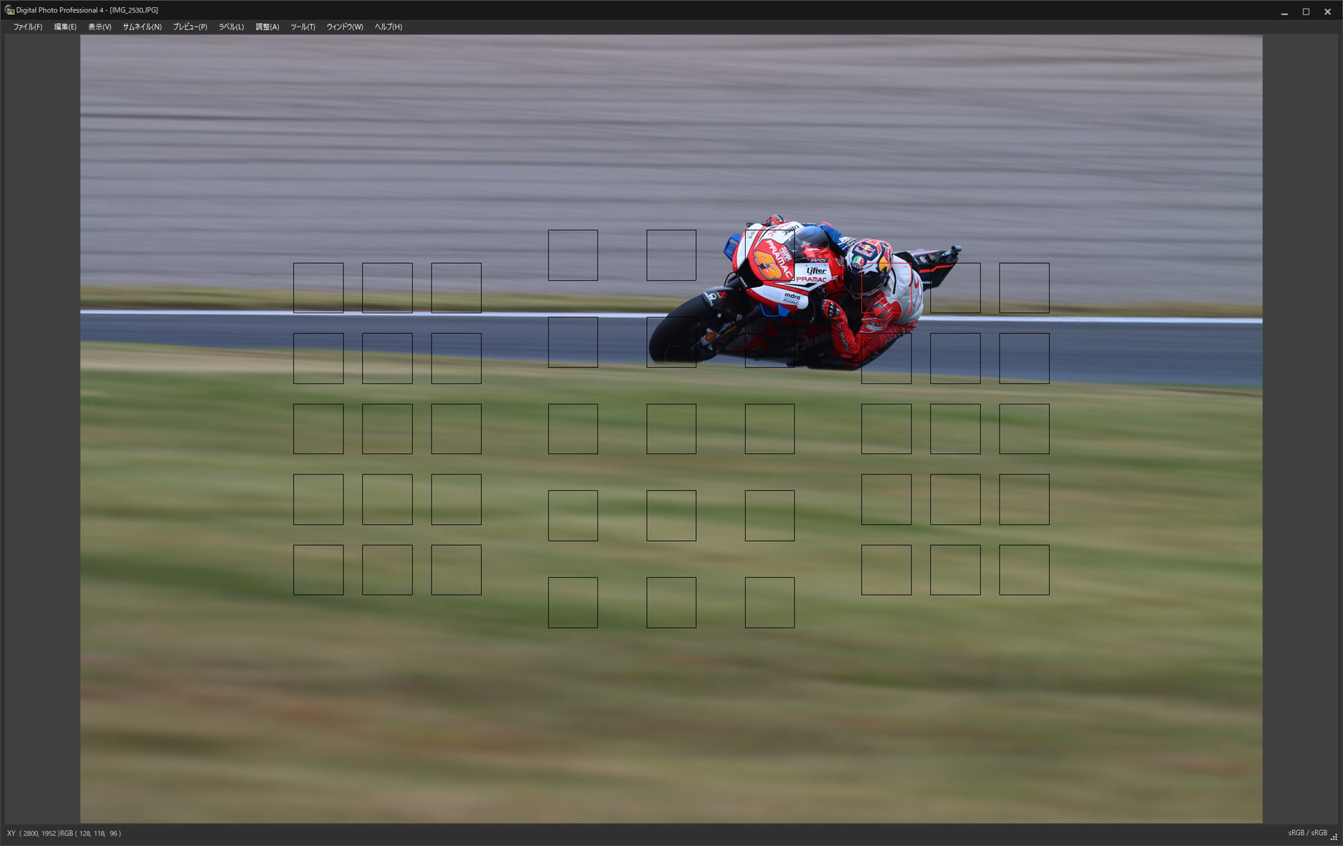 Digital Photo Professionalの画面をキャプチャ。左右端の測距点を使用した写真はまれだった