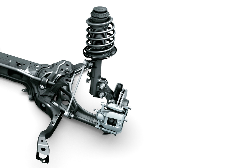 フロントサスペンションはマクファーソンストラット式