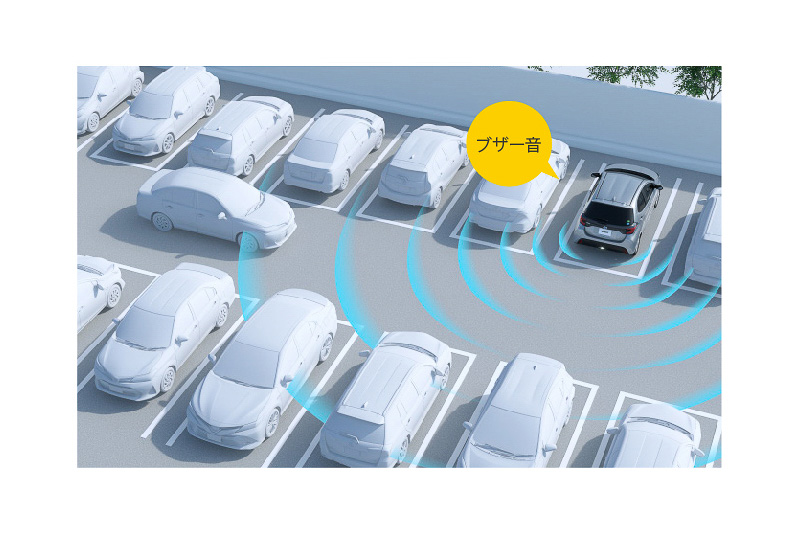 後退出庫などのシーンで他の車両などを検知して、必要に応じて警告音や自動ブレーキを作動させる「リヤクロストラフィックオートブレーキ」もトヨタのコンパクトカーで初搭載