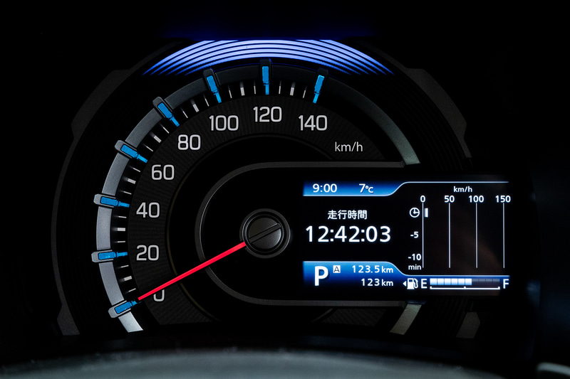 液晶部分にはタコメーターをはじめとしてさまざまな情報の表示が可能