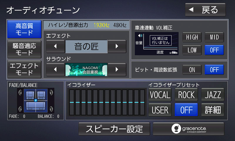 左から「TAKUMI」「KIWAMI」「NAGOMI」にそれぞれ切り替えたところ