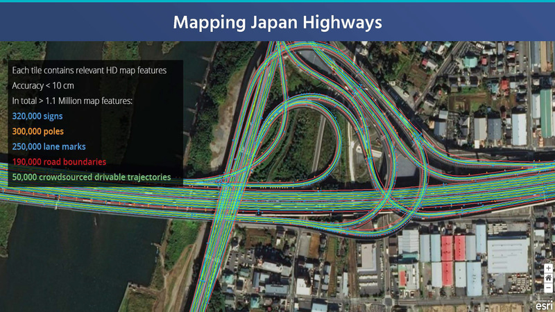 日本でのREMのマップ作成状況、高速道路からカバーが進んでいる（出典：Mobileye、REM Mapping Revolution）