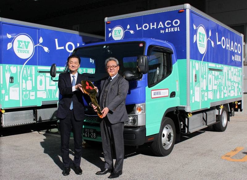 三菱ふそうトラック・バス株式会社 南関東・甲信ふそう社長 丹野誠氏（左）、ASKUL LOGIST株式会社 代表取締役社長 江田修一氏（右）