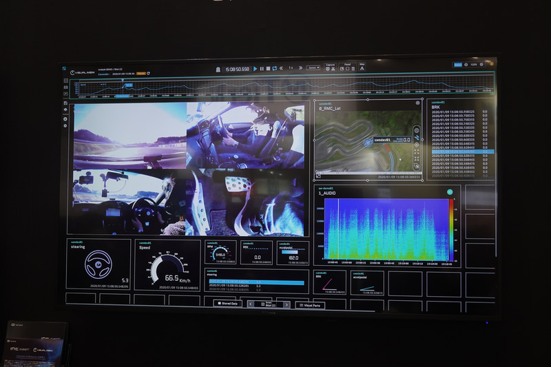 アプトポッド、SaaSソリューション「intdash Automotive Pro」。4ストリームの映像、CAN信号を完全同期して流していた