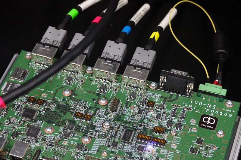 「intdash Automotive Pro」の撮影ソリューション。カメラもアプトポッドが提供し、システムの構築を容易にしている