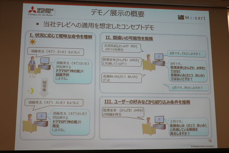 「コンパクトな知識処理に基づくHMI制御技術」によって、録画予約と再生をするイメージ