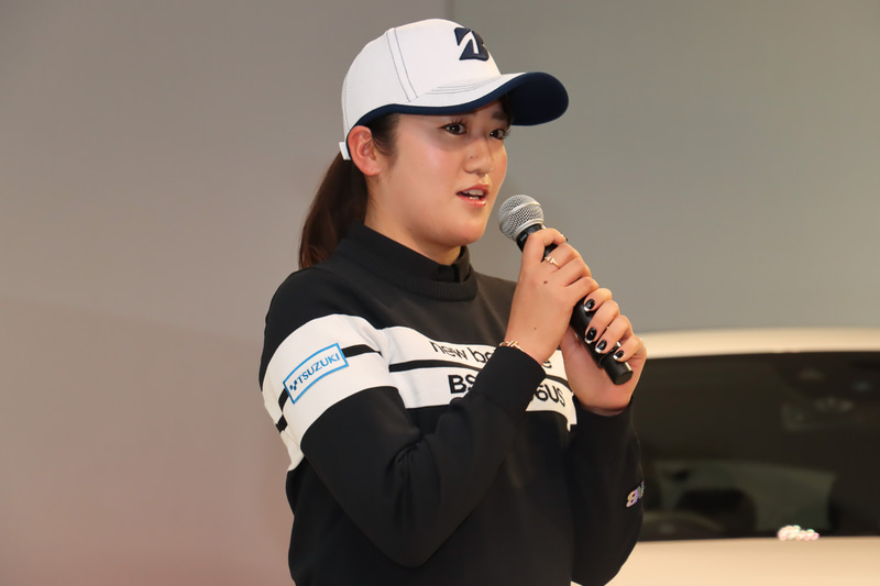 ゲストとして登壇した稲見選手は「メルセデス サポート選手の一員として、東京オリンピックの出場を目指して頑張りたいと思います」とコメント