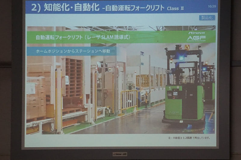 自動運転フォークリフトの知能化自動化の例