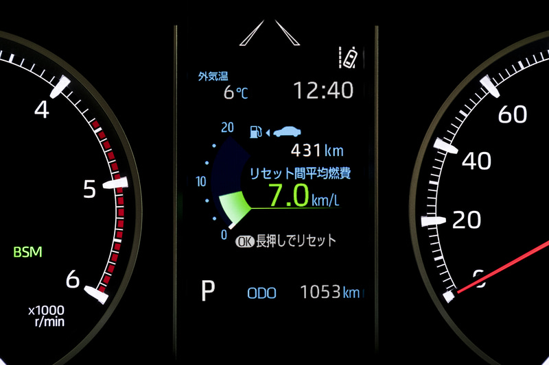 メーター中央のマルチインフォメーションディスプレイの表示は切り替え可能