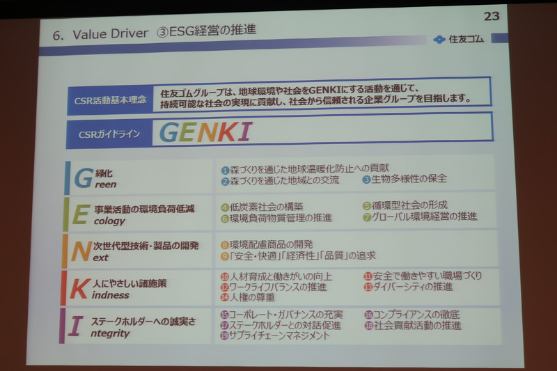 「住友事業精神」を基礎にESG経営を推進。CSR活動のガイドライン「GENKI」を活用し、事業活動を通じてSDGs（持続可能な開発目標）を達成していく