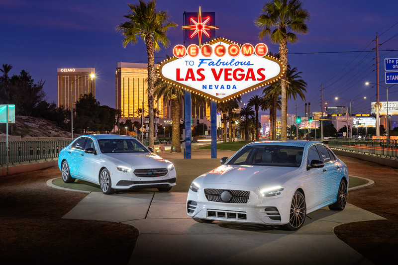 ラスベガスを走行する新型Eクラスのテスト車両