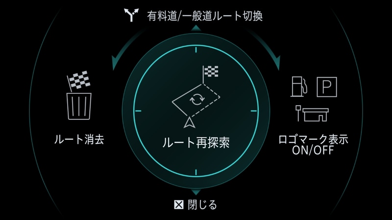 ルート案内時にスマートコマンダーのボタンを押すとルートの再探索などが可能
