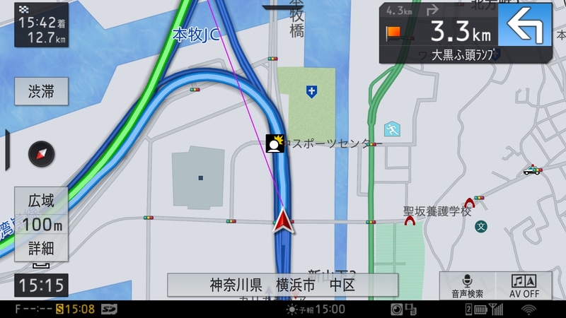 一般道と高速が上下に並行する場所でも自車位置は完璧