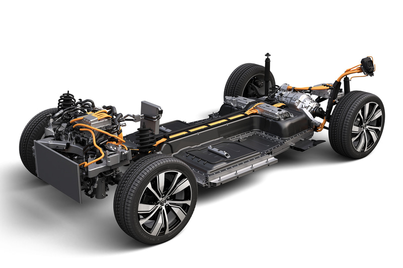 ベルギー ゲント工場で生産されるボルボ初のEV（電気自動車）「XC40 Recharge P8」の電動式4輪駆動パワートレーン